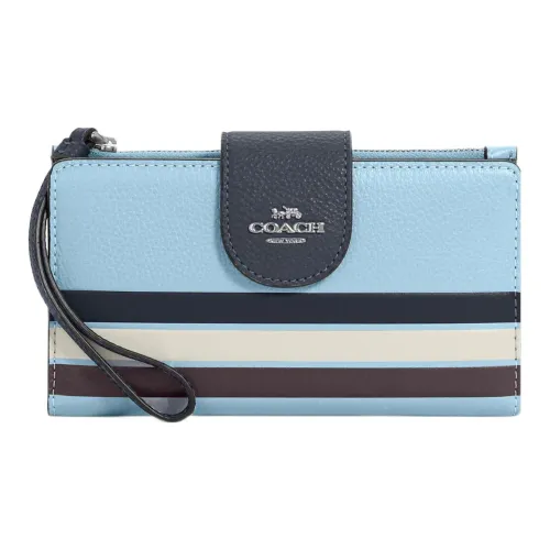 COACH Tech Wallet Галечная кожа Кошелек Женские Waterfall Полночный синий Белый