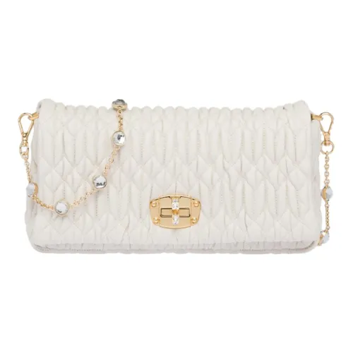 MIU MIU Кристальный Cloquet Отделение Овечья шкура Ручная Сумка через плечо Сумка через плечо Женская Белая