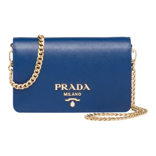 PRADA Saffiano Кожа Плечевая Сумка Женская Темно-фиолетовый Синий