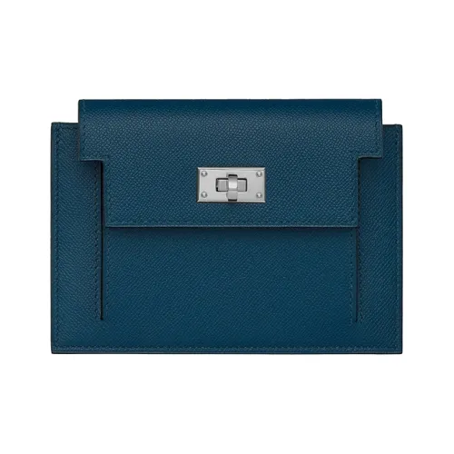 HERMES Kelly Pocket Коровья кожа Кошелек Женские Темно-синий