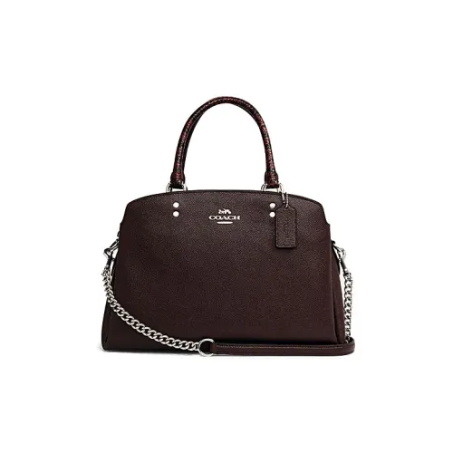 COACH Lillie Монограмма Холст и Кожа Через плечо Одно плечо Сумка Большая Женская Темно-Коричневая