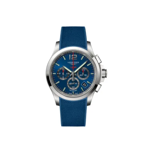 LONGINES Comcast Collection Кварцевый механизм Мужские часы Часы 42 мм Синий циферблат Корпус из нержавеющей стали Резиновый ремешок