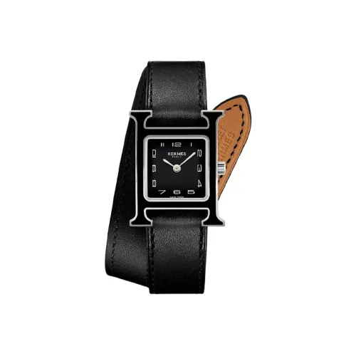 HERMES Heure H Collection Наручные часы Кварцевый механизм Телячья кожа Ремешок Черный циферблат Женские часы W044937WW00