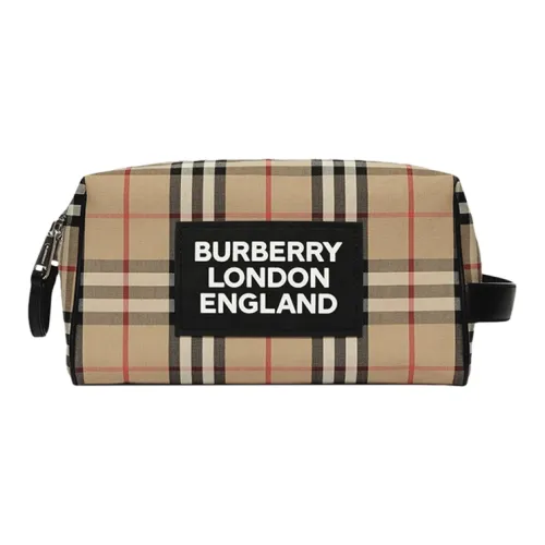 Burberry Canvas Travel Storage Toilet Clutch Men's Beige