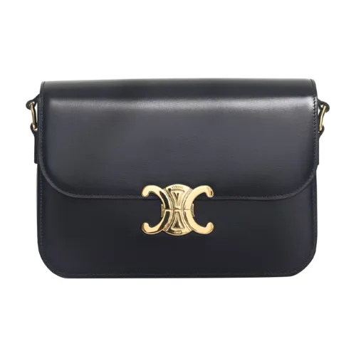 CELINE Triomphe Arc De Triomphe Коровья кожа Сумка Сумка через плечо Сумка через плечо Средний Женская Черная