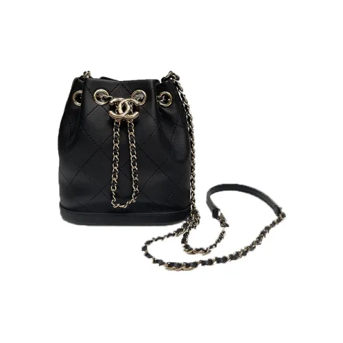 CHANEL Сумка из коровьей кожи ведрообразной формы сумка через плечо женская черная