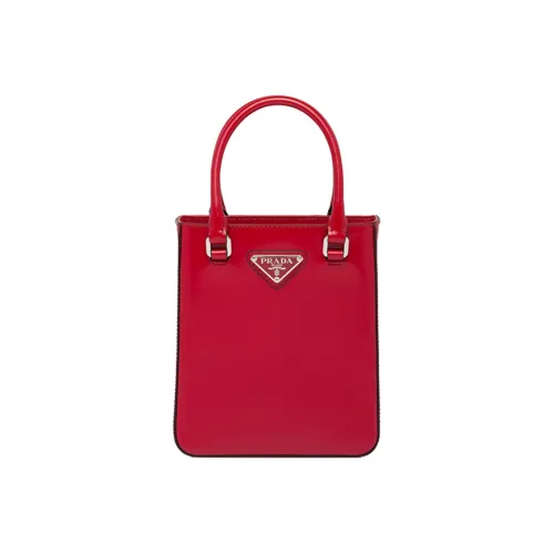 PRADA Кожа Тоут Сумка Сумка для покупок Портативная Сумка через плечо Маленькая Женская Сумка через плечо Алый
