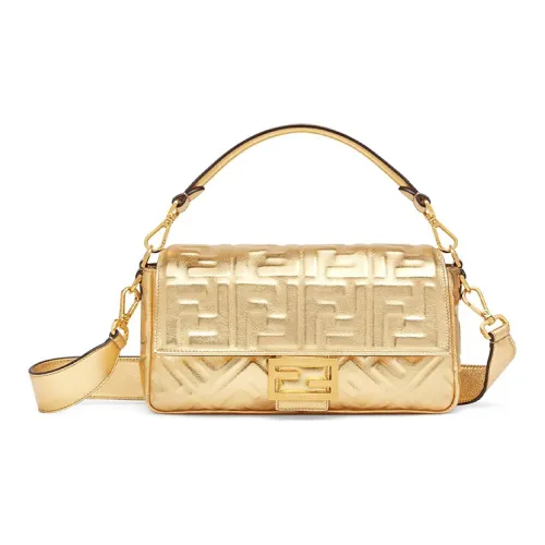 FENDI Baguette Коровья кожа с тканевой через плечо сумка через плечо сумка женская золотая