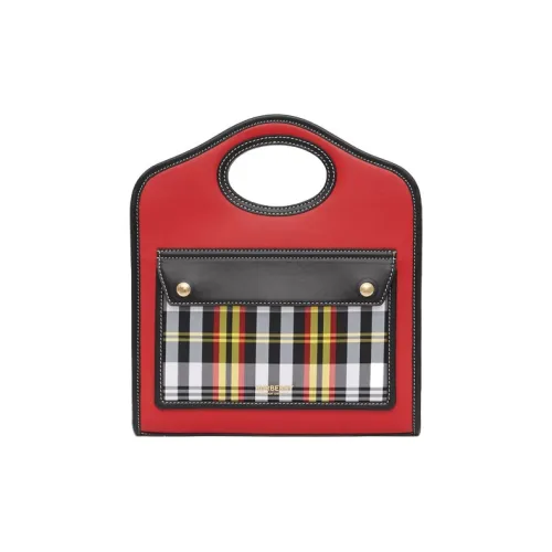 Burberry Два Тон Кожа с Клетчатый Тоут Сумка Сумка для покупок Сумка через плечо Сумка Мини Женская