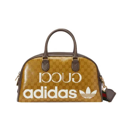 GUCCI Adidas Коллаборация Кожа Одно плечо Сумка Дорожная сумка Средний Мужской Коричнево-желтый