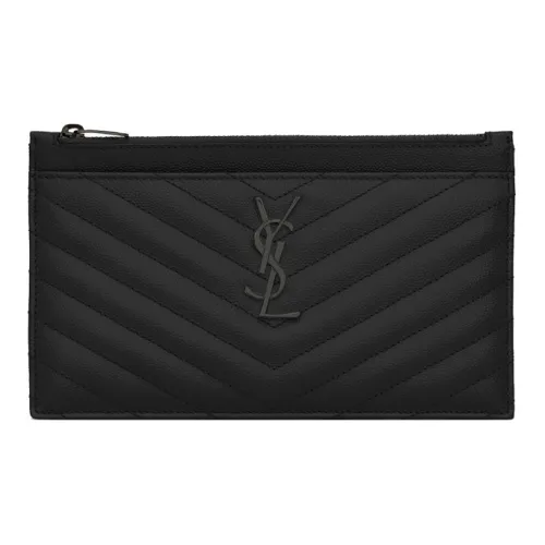SAINT LAURENT Монограмма Лоскутное шитье Телячья кожа Кошелек Клатч Женские Черный