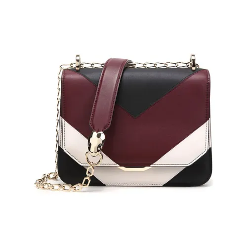 BVLGARI SERPENTI Сумка через плечо из коровьей кожи Женская Черный Гранат Камень Многоцветный