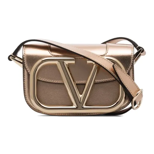 Valentino Кожа Сумка через плечо Маленькая Женская Золотая