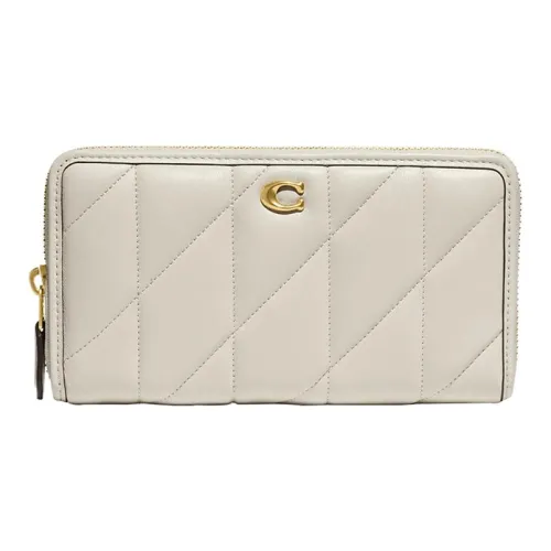 COACH Accordion Zip Wallet Однотонный Мягкая кожа Кошелек Маленький Женский Мел Белый