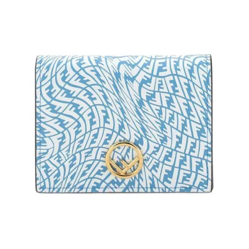 FENDI F is Fendi Телячья кожа Кошелек Держатель для карт Женский Синий