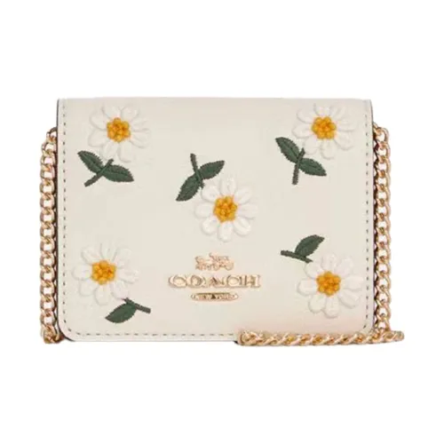 COACH Кожа Одно плечо Через плечо Клатч Кошелек Мини Women's White