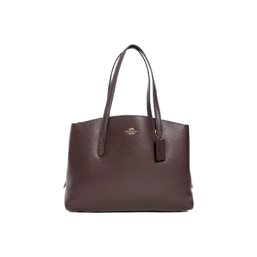 COACH Charlie Блестящая кожа тоут сумка для покупок сумка сумка через плечо женская кофейно-коричневый