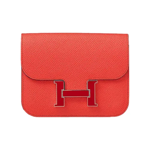 HERMES Constance Slim Epsom Телячья кожа Клатч Кошелек Бананка Женские Texas Розовый