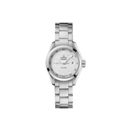 OMEGA AQUA TERRA 150 метров Кварцевый механизм Женские часы 30 мм Белый циферблат Корпус из нержавеющей стали Ремешок из нержавеющей стали