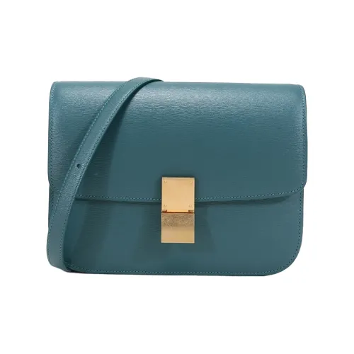 CELINE Классический Bo Пробка Коровья Кожа Тофу Маленькая Квадратная Сумка Сумка через плечо Сумка на плечо Женская Пруссия Синий