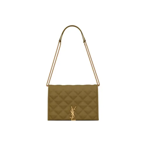 SAINT LAURENT BECKY Ручная работа узор с алмазами овечья кожа сумка через плечо женская оливково-зеленый