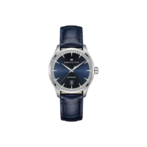 HAMILTON Автоматический Механический Часы Мужские 40 мм Синий Циферблат Корпус из Нержавеющей Стали Ремешок из Натуральной Кожи