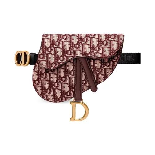 DIOR Седло Коровья кожа Седло Сумка Бананка Женские Бургунди