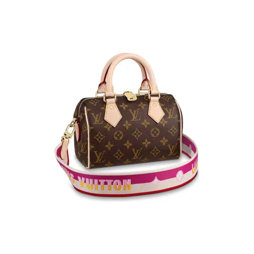 LOUIS VUITTON Speedy Monogram Покрытый холст Сумка на одно плечо Женская Персиково-розовая
