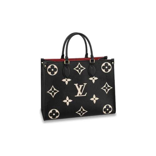 LOUIS VUITTON ONTHEGO Корова Кожа Одно Плечо Сумка Средний Женский Черный