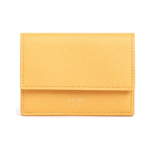 CELINE Трехсекционный зернистый телячья кожа кошелек женский манго многоцветный