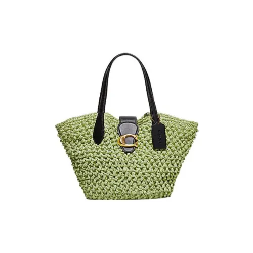 COACH Солома Тоут Сумка Сумка для покупок Сумка на плечо Сумка среднего размера Женская Бирюзовая