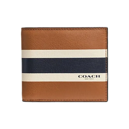 COACH 3 IN 1 Wallet Кожа Кошелек Мужской Коричневый Черный Белые полосы