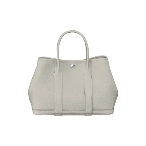 HERMES Garden Party Телячья кожа Садовая сумка Унисекс 8L Бетон Ледниковый белый