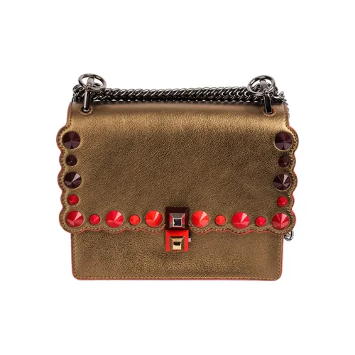 FENDI Kan I Сумка через плечо из кожи маленькая сумка на плечо женская коричневая