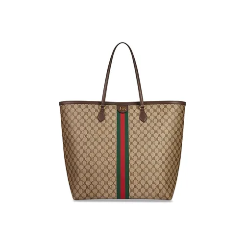 Balenciaga GUCCI Коллаборация Кожа Сумка Тоут Сумка Сумка для покупок Сумка на плечо Большая Женская Бежевая