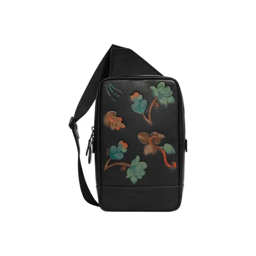 COACH Тернер Галечная кожа Sling Сумка Маленькая Женская Черная