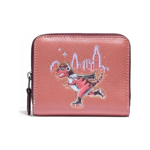 COACH Кошелек Billfold из кожи женский винтажный розовый красный