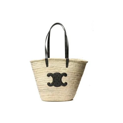 CELINE Raffia Сумка через плечо Женская Естественный Черный