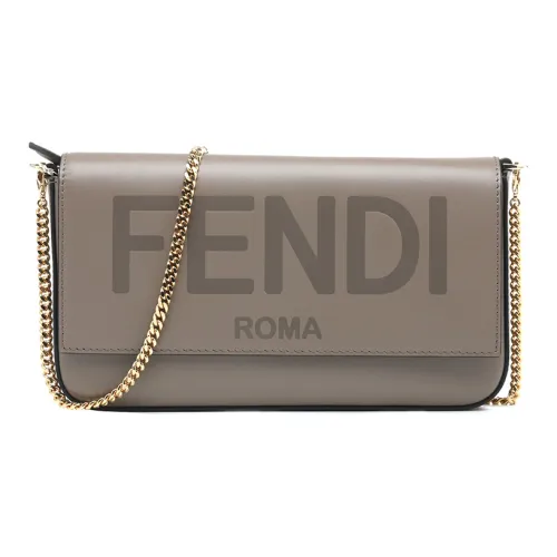 FENDI Телячья кожа Сумка через плечо Женская Кофейного цвета