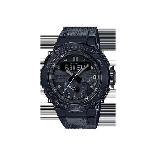 CASIO г Steel Collection Dual Display Disk Кварцевый механизм Смола Ремень Часы Мужские Черный циферблат