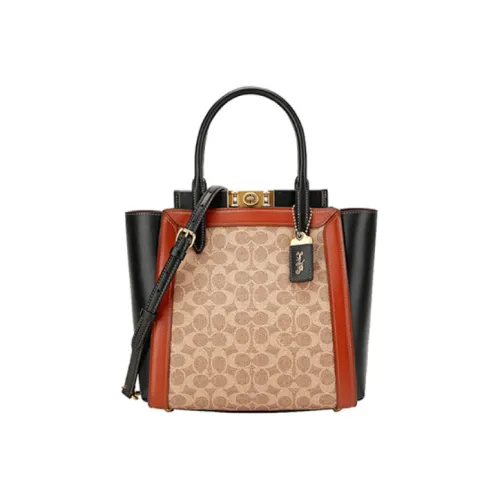 COACH Troupe Холст и Кожаная Сумка-Тот Сумка для покупок Сумка через плечо Сумка среднего размера Женская