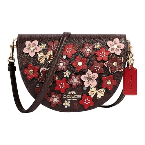 COACH Ellen Кожа Седло Сумка Сумка через плечо Маленькая Женская Темно-красная