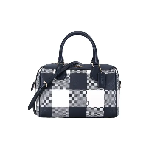 COACH Bennett кожа Бостон Сумка через плечо Сумка через плечо Маленькая женская сумка Темно-синий клетка