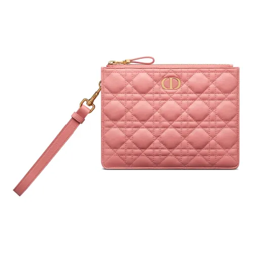 DIOR Caro Клатч из коровьей кожи маленький женский цвет розовый персик