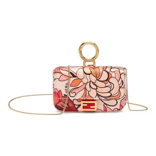 FENDI Baguette Satin Baguette Сумка Монетница Сумка через плечо Extra Mini Женская Красно-розовая