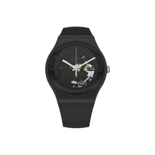 Swatch Quartz Механизм Унисекс Часы 41 мм Черный Циферблат Биокерамика Чехол Часов Bio Based Материал Ремешок