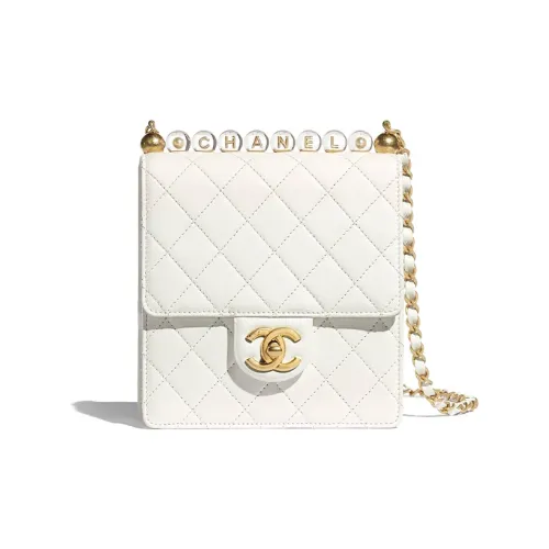 CHANEL Classic Flap CF Small Gold Ball Кожа Сумка через плечо Сумка на плечо Женская Белая