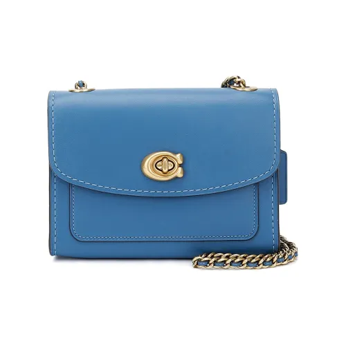 COACH Паркер Кожа Сумка с цепочкой Сумка через плечо Маленькая Женская Северная Каролина Синий