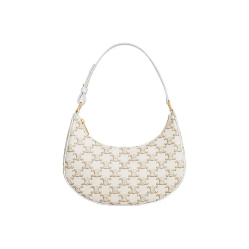 CELINE TriompheAVA Холст и Кожа Сумка через плечо Сумка Стандартная Женская Белая