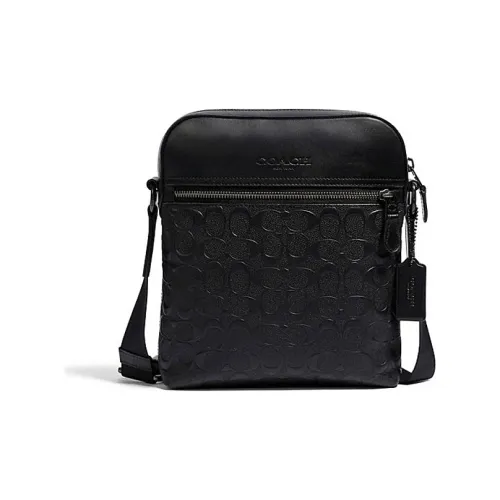 COACH Houston Коровья кожа Пилотный Сумка Сумка через плечо Средний Мужской Черный